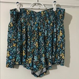 Floral Smocked High-Waist Shorts